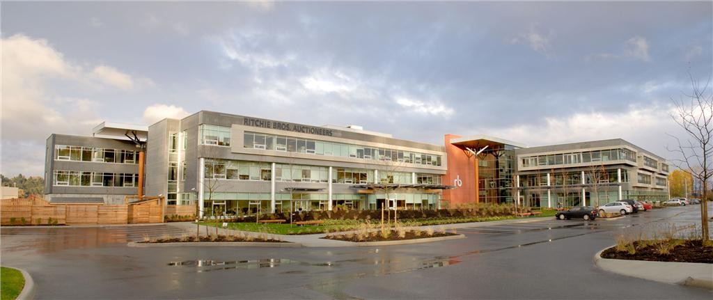 Ritchie Bros. Auctioneers' international headquarters in Burnaby, B.C., was recently awarded LEED Gold certification in the new construction category. Photo courtesy of Ritchie Bros. Auctioneers.