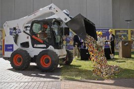 To mark the groundbreaking of LEGOLAND Discovery Centre Toronto, 50,000 LEGO bricks were dumped on the ground. The $12 million, 34,000-sq.-ft. centre is expected to open in the spring of 2013. Image courtesy of LEGOLAND Discovery Centre.