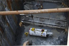 'Chip' being readied to begin boring the second of seven drift tunnels. Image from CNW Group/Toronto Port Authority.