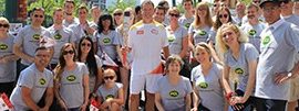 PCL's president of Eastern Canada, Jim Dougan (centre), proudly carried the Toronto 2015 Pan Am/Parapan Am Games torch through the streets of Toronto