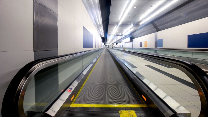The $82.5M pedestrian tunnel connecting Billy Bishop airport with downtown Toronto is 32 meters underground, 11 meters wide, 9.5 meters hight and stretches 186 meters under the Western Gap of the Toronto Habour.