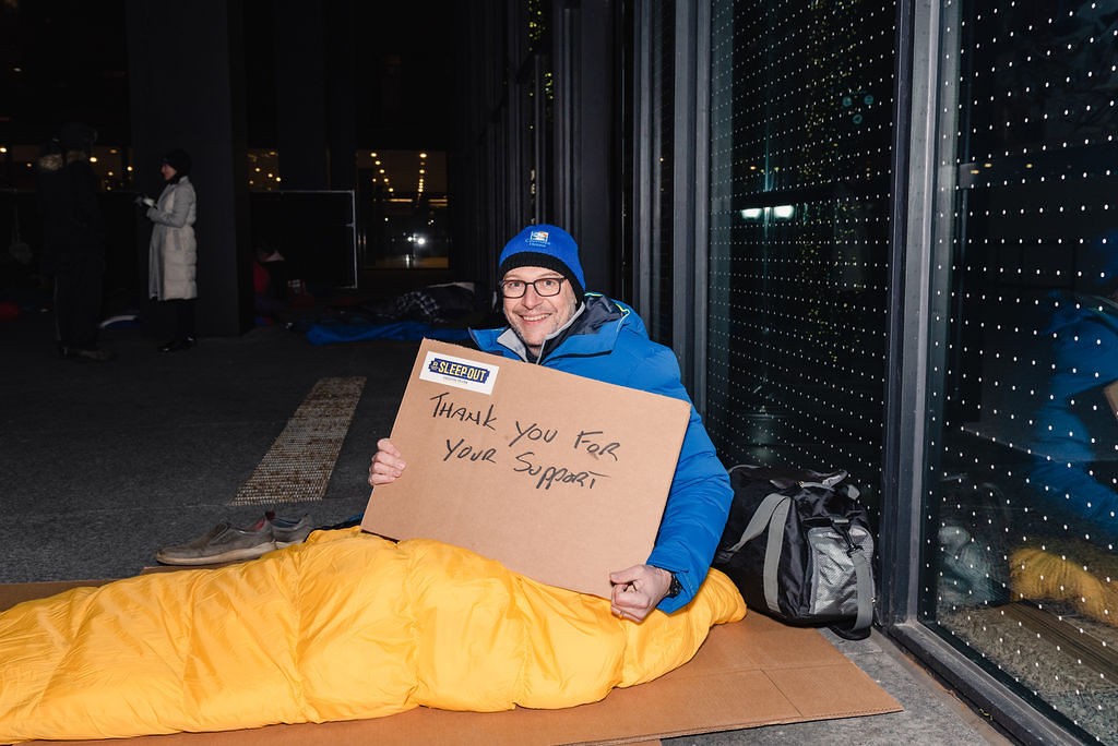 Bruce Sonnenberg of PCL during Covenant House Toronto Sleep Out 2021.