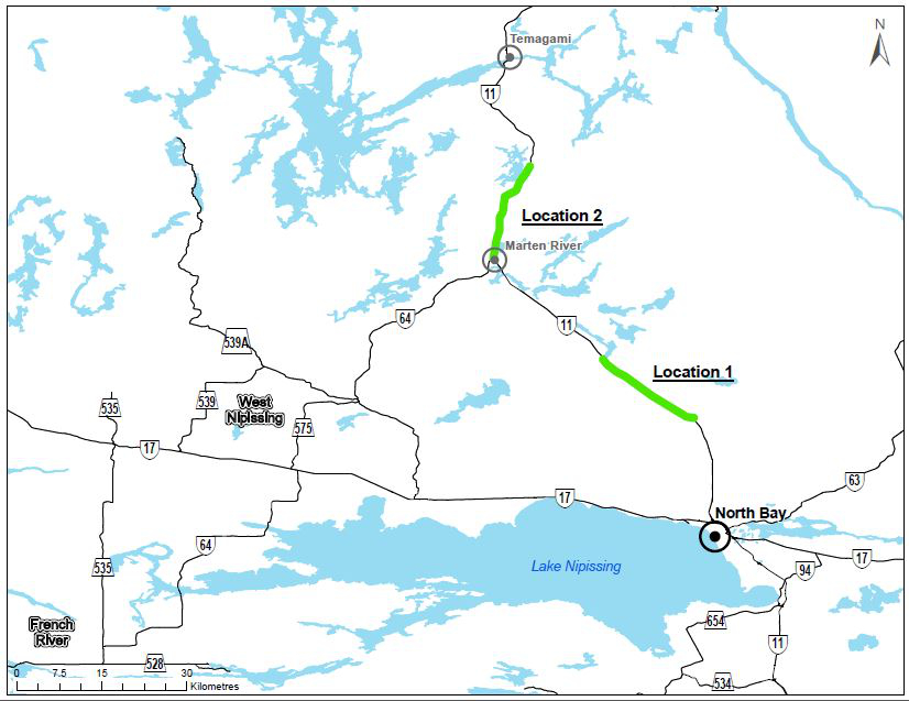 Proposed 2+1 highway pilot locations.