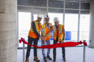 From left to right: John Kovac, deputy mayor of the City of Mississauga; John Anderton, vice-president and treasurer of Rogers Telecommunications; and Mark Reeve, partner at Urban Capital. (Photo courtesy of Urban Capital and Rogers Real Estate Development)